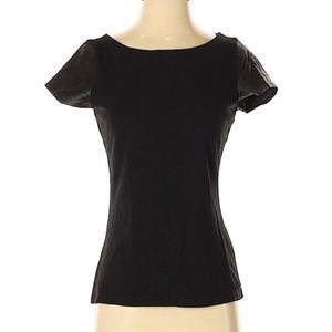 Banana Republic Black Leather Sleeve Top